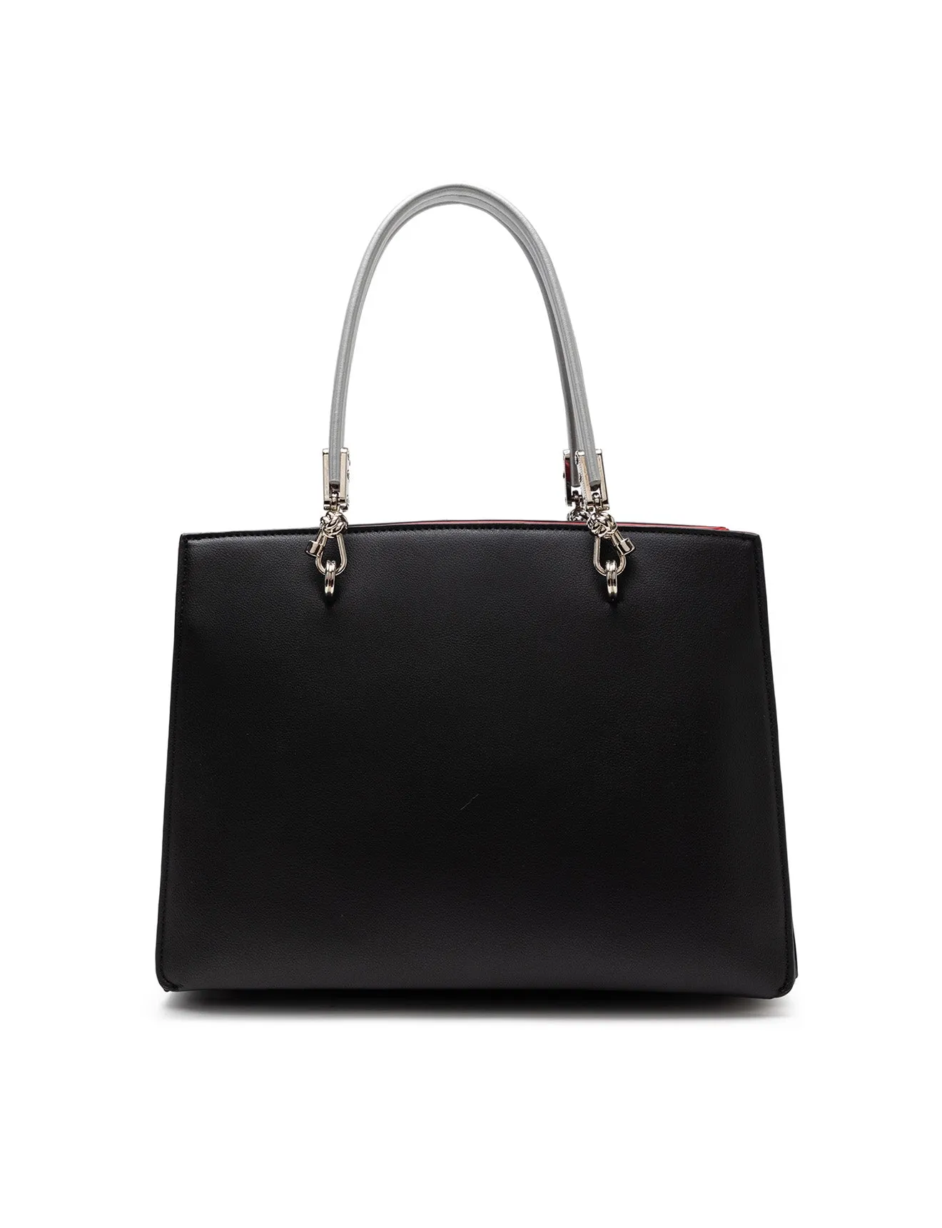 NIGELLA VEGAN TRIPLE COMPARTMENT BAG- BLACK/SILVER/LEOPARD/RED- XB-2306-BLK/SIL -SALE