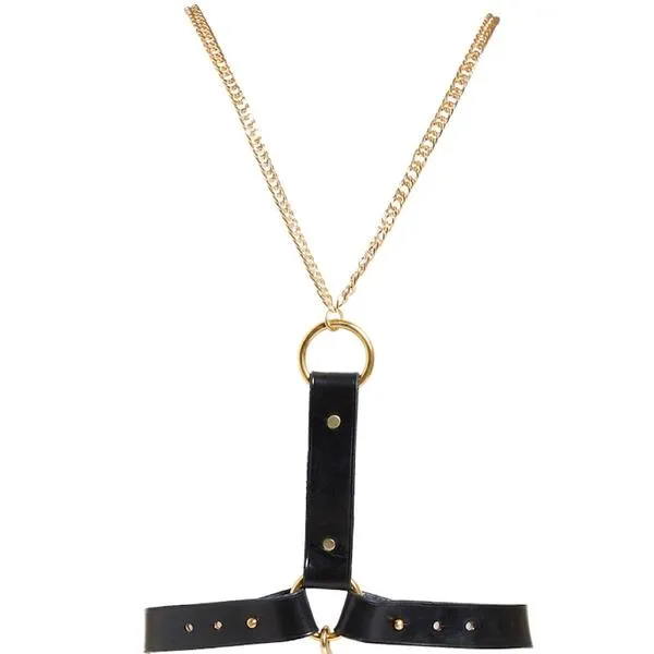 Nina Leather Harness Belt With Chain