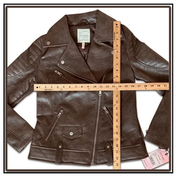 NWT Avec Les Filles Faux Leather Quilted Moto Biker Jacket