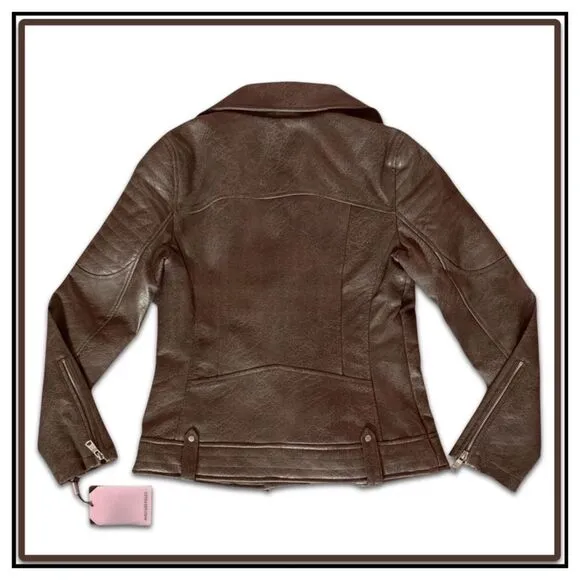 NWT Avec Les Filles Faux Leather Quilted Moto Biker Jacket
