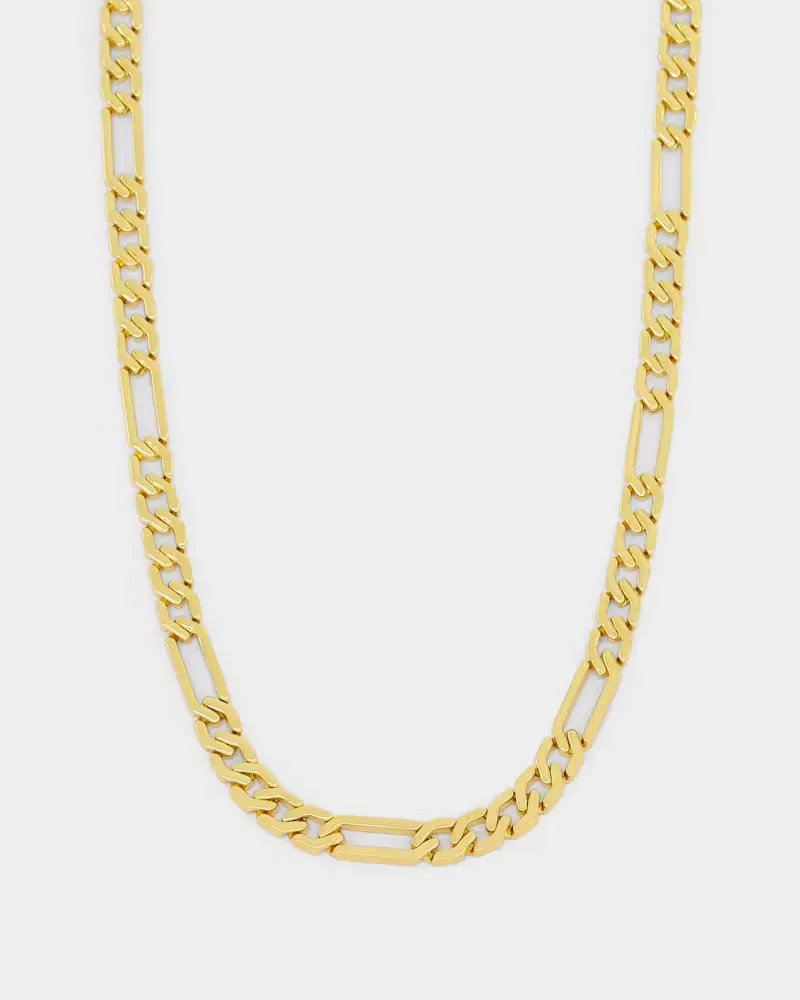 NXS Sharp Cut Figaro Chain Gold