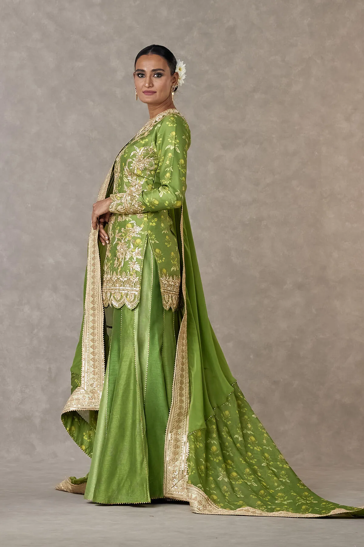 Olive green narangi bagh sharara set