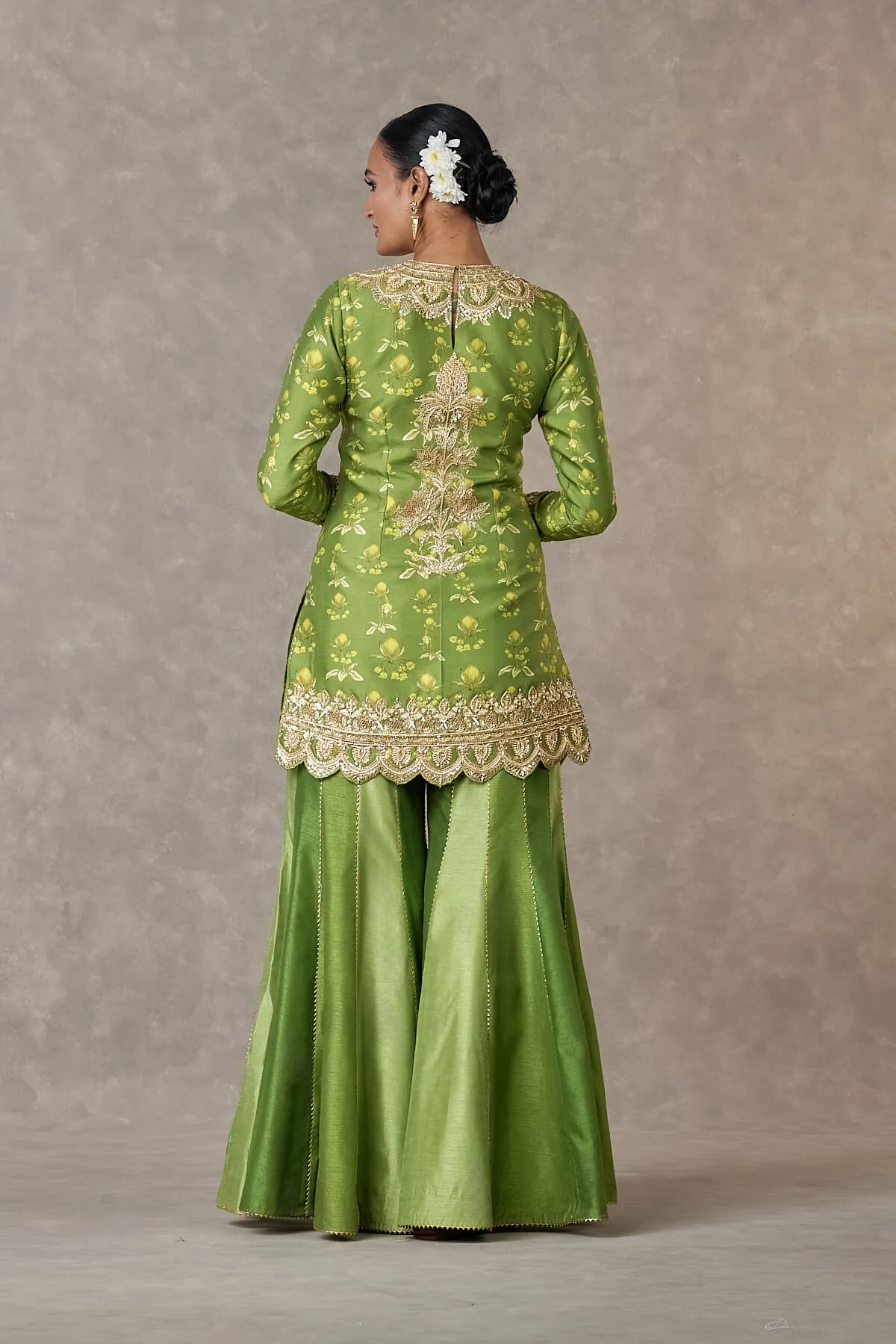 Olive green narangi bagh sharara set