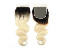 Ombre 1B/Platinum Blonde Lace Closure |Straight |Body-Wave| 100% UNPROCESSED HUMAN HAIR HD LACE CLOSURES
