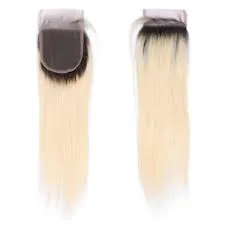 Ombre 1B/Platinum Blonde Lace Closure |Straight |Body-Wave| 100% UNPROCESSED HUMAN HAIR HD LACE CLOSURES