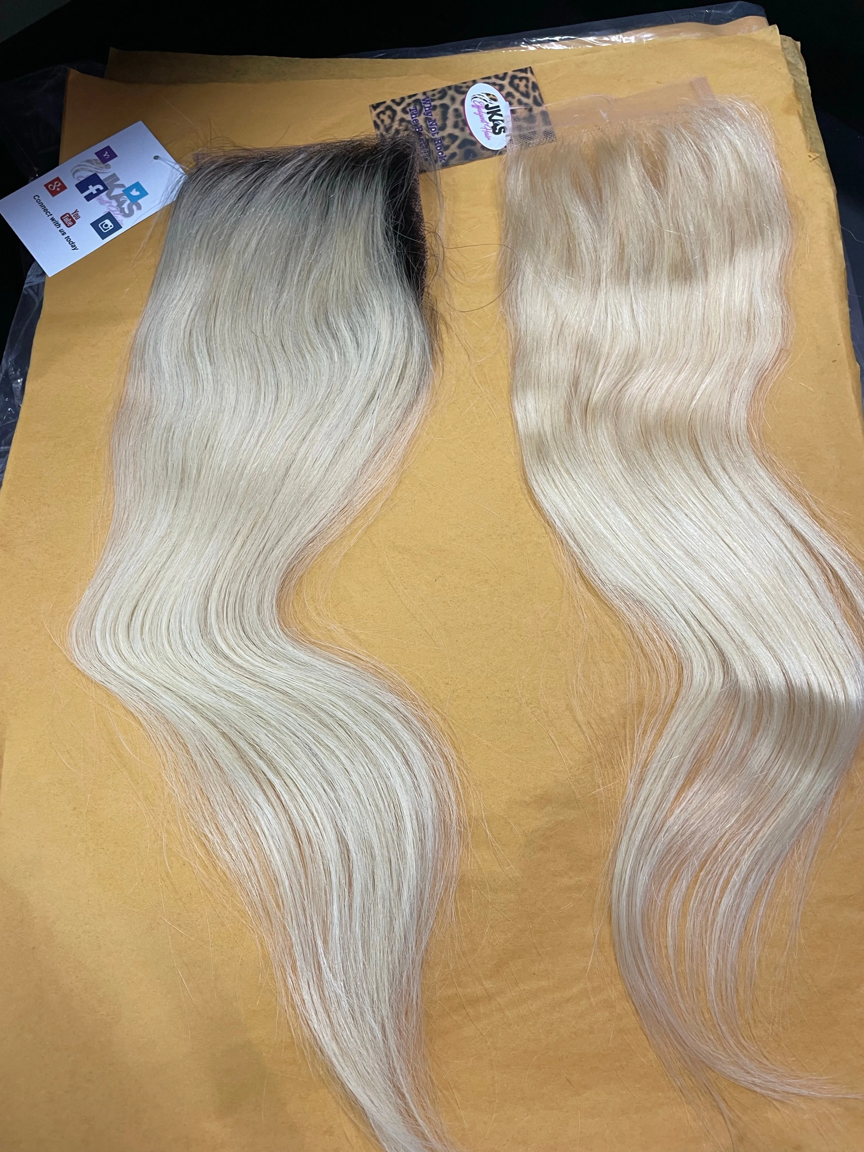 Ombre 1B/Platinum Blonde Lace Closure |Straight |Body-Wave| 100% UNPROCESSED HUMAN HAIR HD LACE CLOSURES