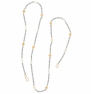 Ore Chalcedony Bronze and Sterling Chain Necklace