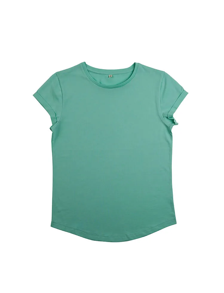 Organic Cotton Rolled Sleeve T-shirt: Womens