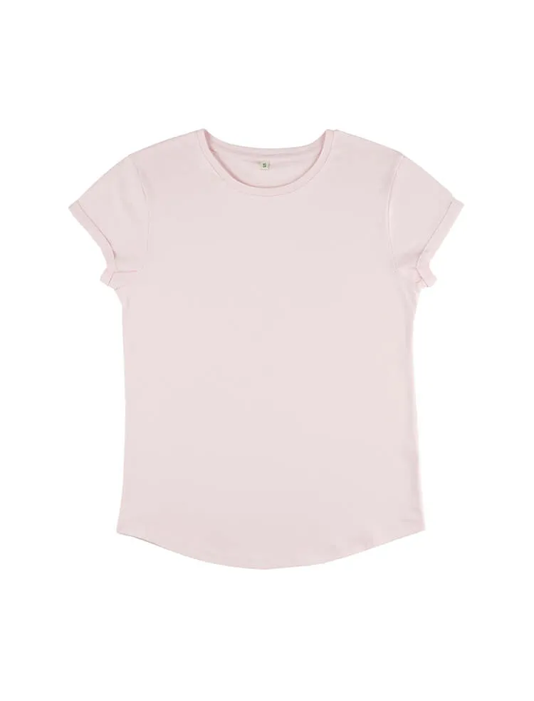 Organic Cotton Rolled Sleeve T-shirt: Womens