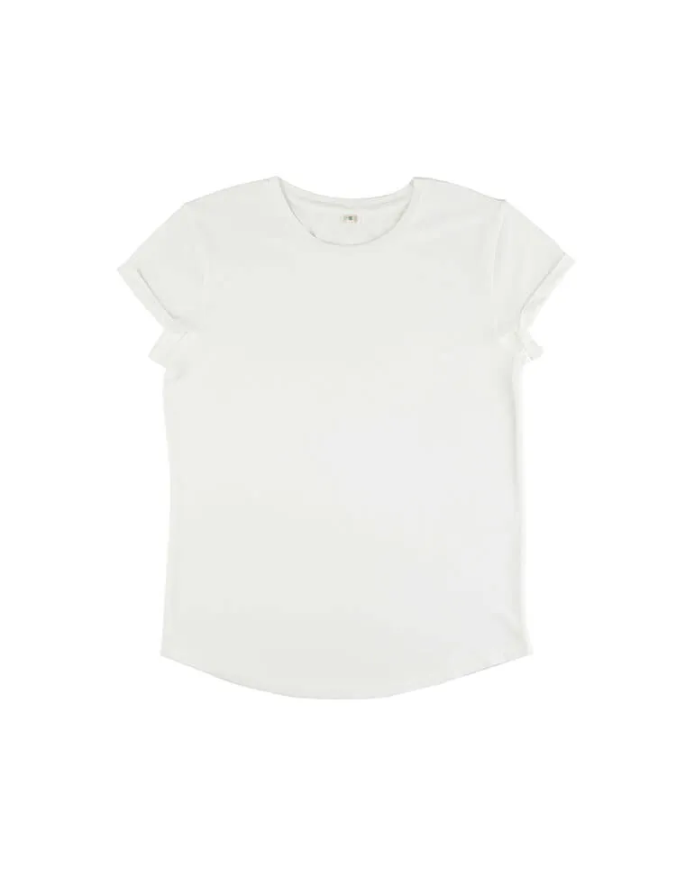 Organic Cotton Rolled Sleeve T-shirt: Womens