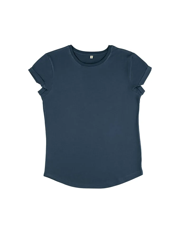 Organic Cotton Rolled Sleeve T-shirt: Womens