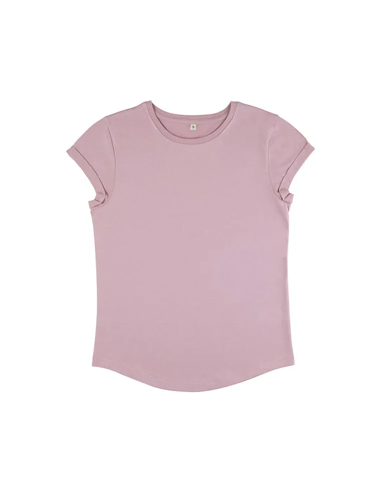 Organic Cotton Rolled Sleeve T-shirt: Womens