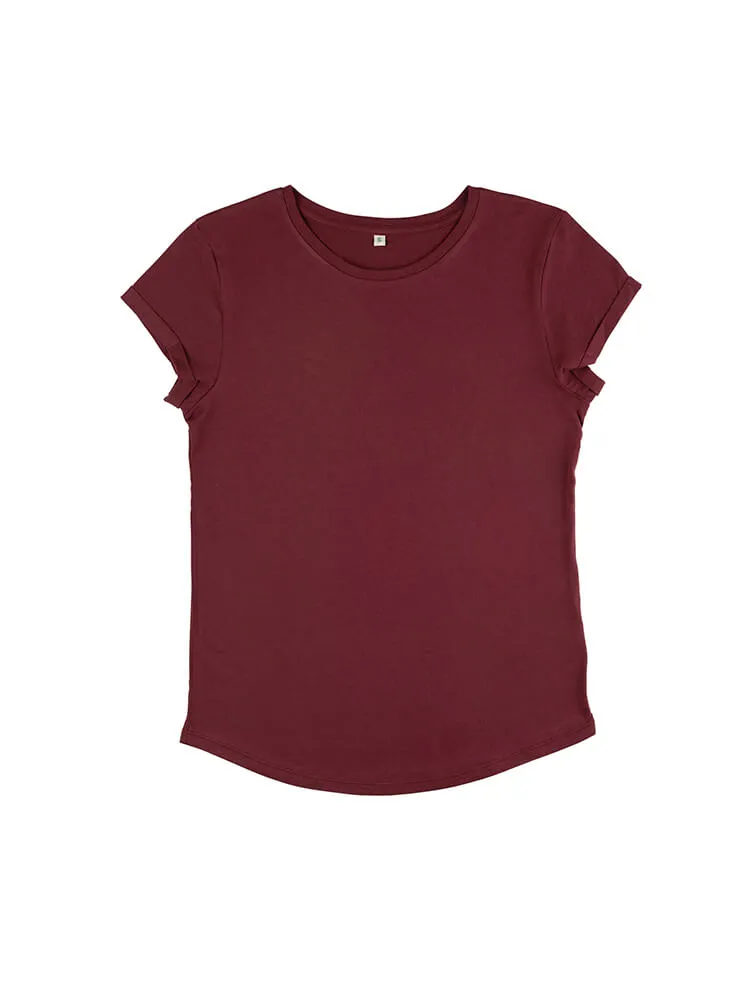 Organic Cotton Rolled Sleeve T-shirt: Womens