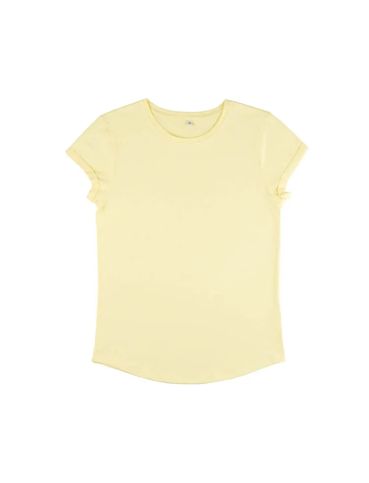 Organic Cotton Rolled Sleeve T-shirt: Womens