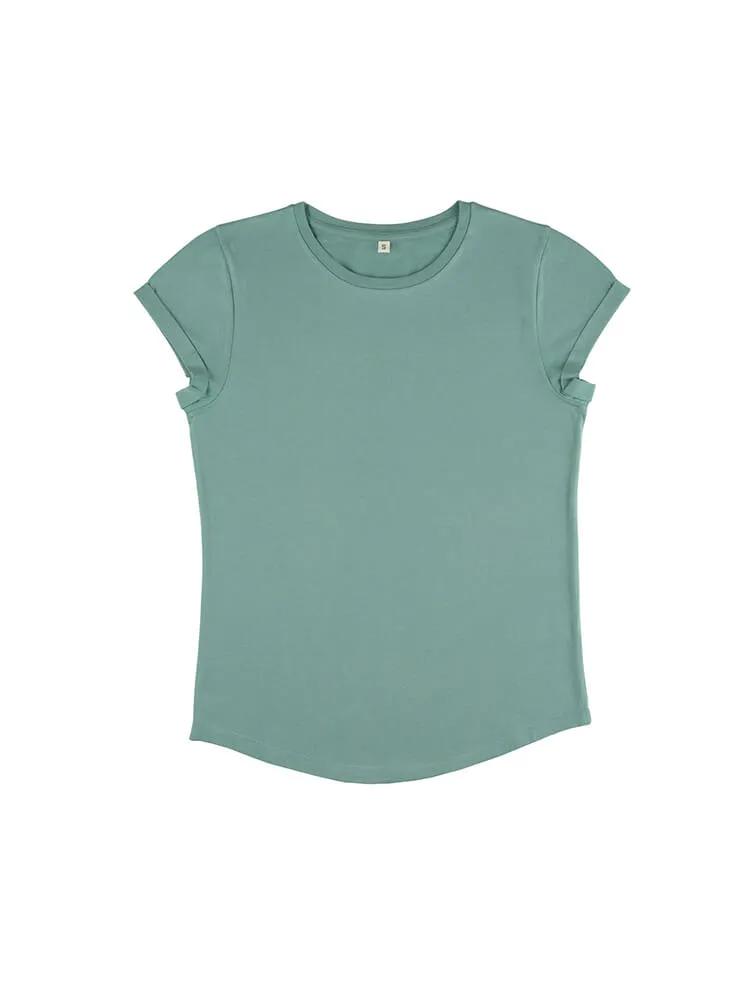Organic Cotton Rolled Sleeve T-shirt: Womens