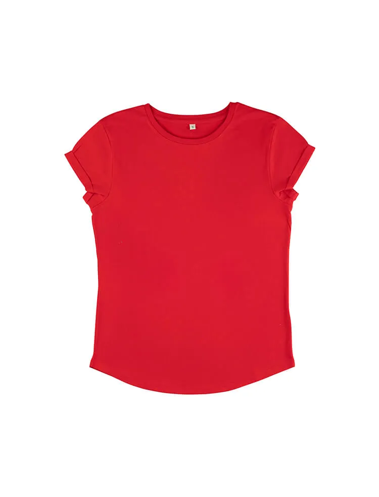 Organic Cotton Rolled Sleeve T-shirt: Womens