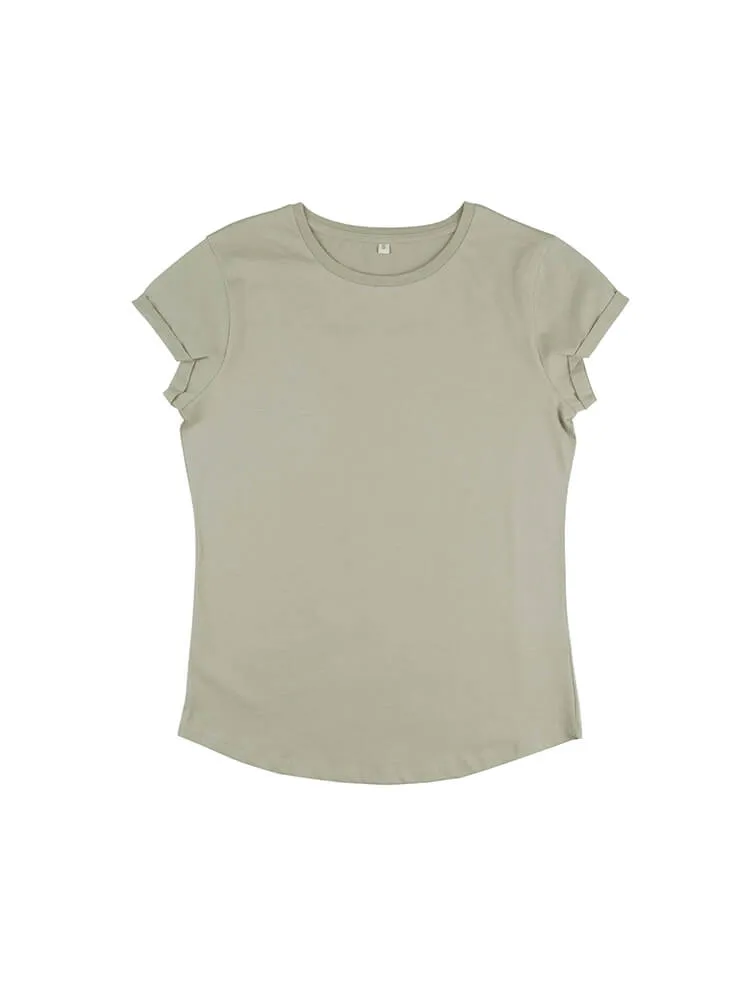Organic Cotton Rolled Sleeve T-shirt: Womens