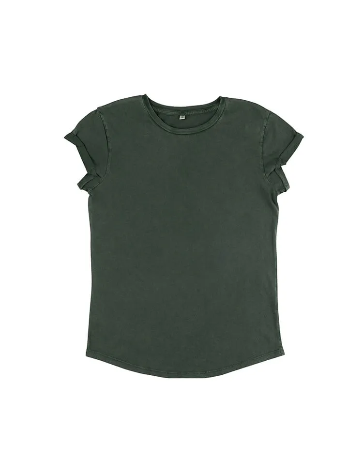 Organic Cotton Rolled Sleeve T-shirt: Womens