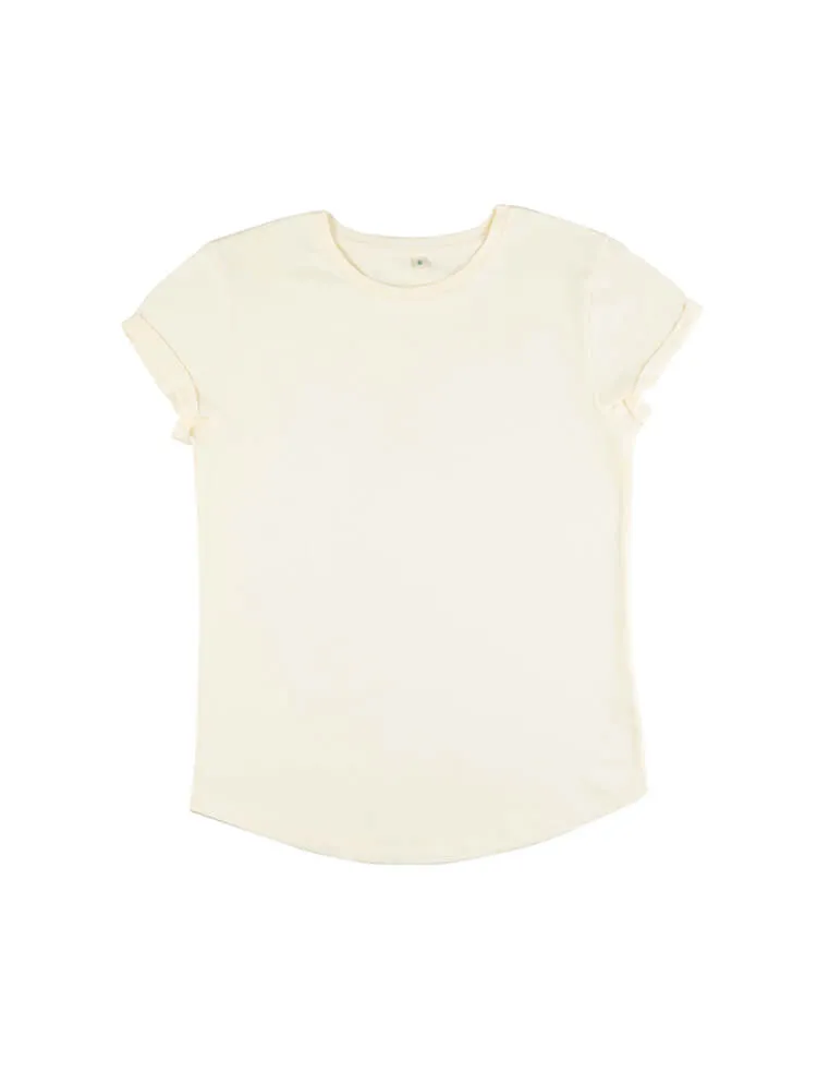 Organic Cotton Rolled Sleeve T-shirt: Womens