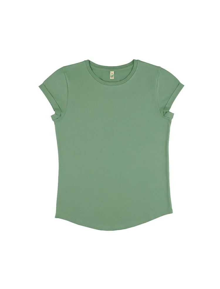 Organic Cotton Rolled Sleeve T-shirt: Womens