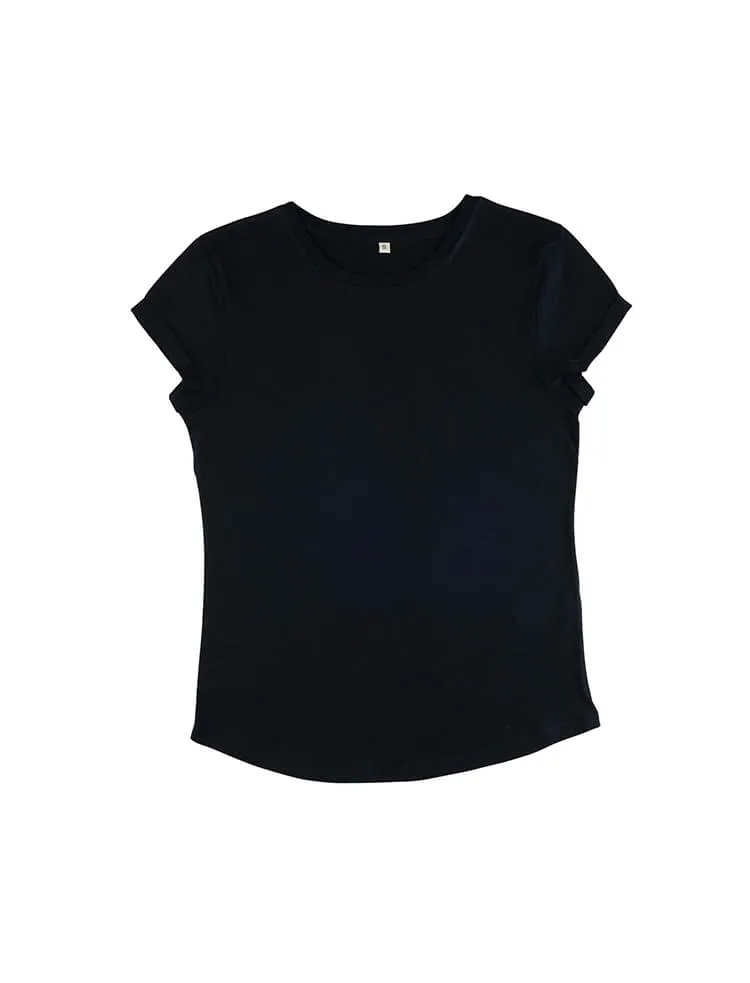 Organic Cotton Rolled Sleeve T-shirt: Womens