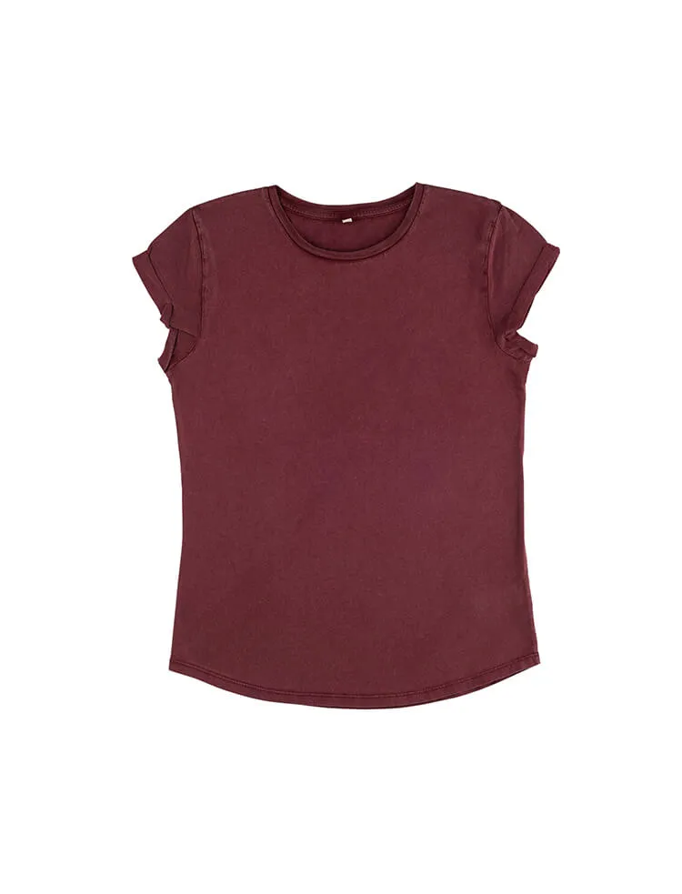 Organic Cotton Rolled Sleeve T-shirt: Womens