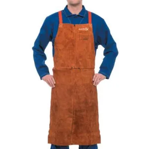 ORS Nasco Premium Side Split Cowhide Leather Bib Apron, 24 in W x 36 in L, Lava Brown, 400