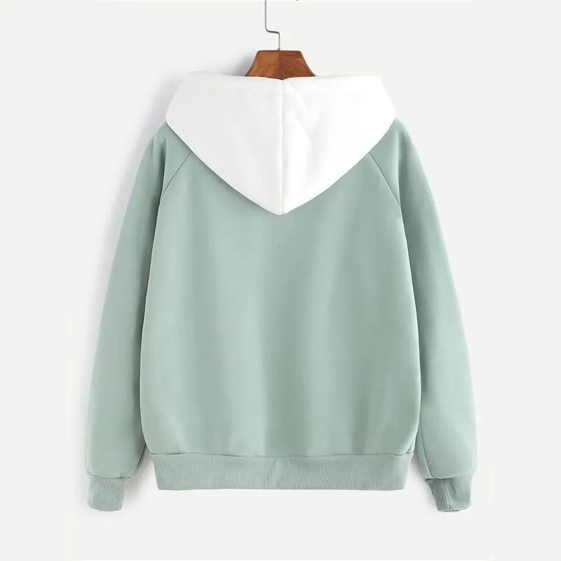 Pale Green Patchwork Hoodie