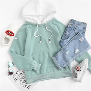 Pale Green Patchwork Hoodie