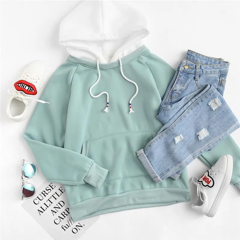 Pale Green Patchwork Hoodie