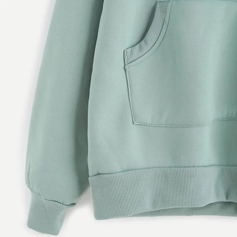 Pale Green Patchwork Hoodie