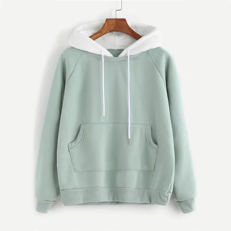 Pale Green Patchwork Hoodie