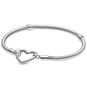 Pandora Moments Heart Closure Snake Chain Bracelet