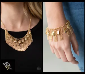 Paparazzi Bragging Rights Necklace Gold & Brag Swag Bracelet Gold