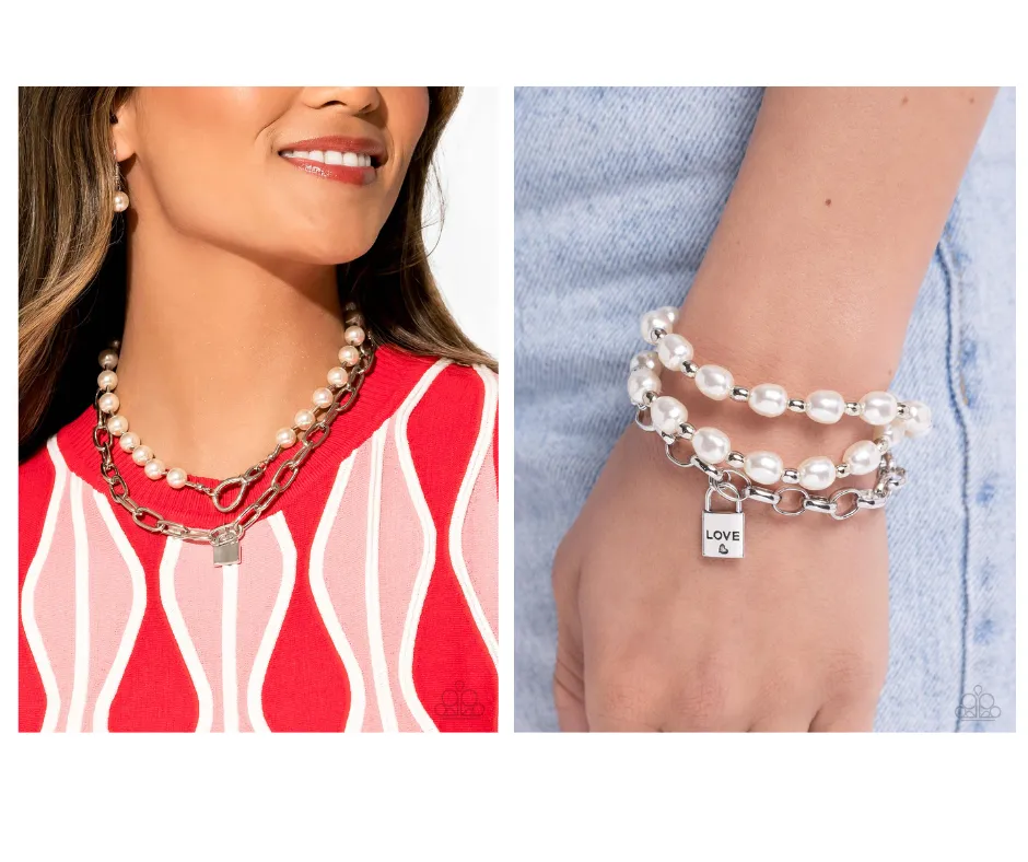 Paparazzi Infinite Industry Necklace White & LOVE-Locked Legacy Bracelet White