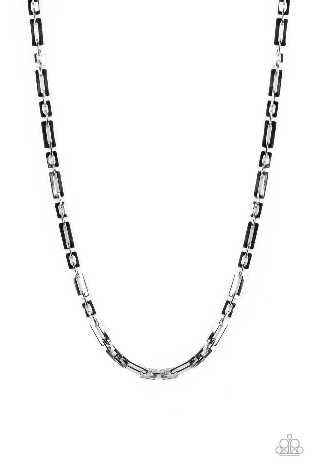 Paparazzi " Rocket Zone " Black Metal Paperclip Style Chain Link Unisex Necklace