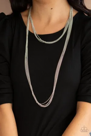 Paparazzi " Save Your Tiers " Silver Metal Multi Chain & Multi Tier Link Necklace