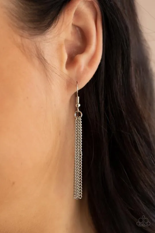 Paparazzi " Save Your Tiers " Silver Metal Multi Chain & Multi Tier Link Necklace