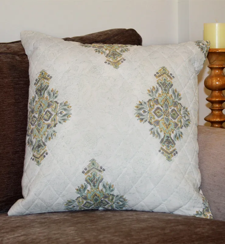 Pastel Patterned Quilted Throw Pillow Cover