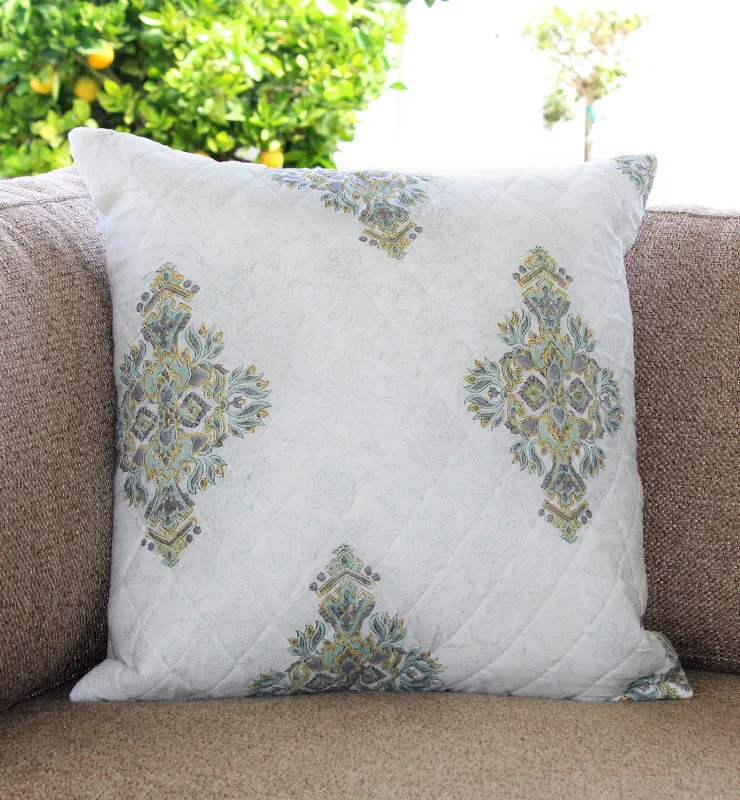 Pastel Patterned Quilted Throw Pillow Cover