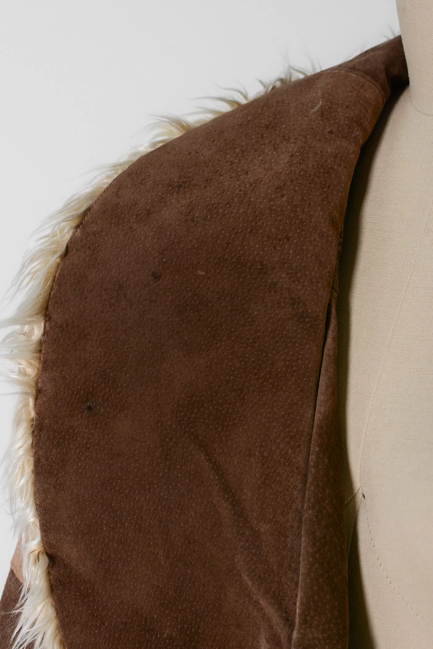 Patchwork Suede Leather Faux Fur Jacket