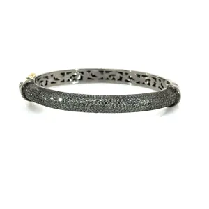 Pave Black Diamond Silver Bangle
