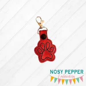 Paw Print Minimalist Snap tab 4x4 machine embroidery design DIGITAL DOWNLOAD