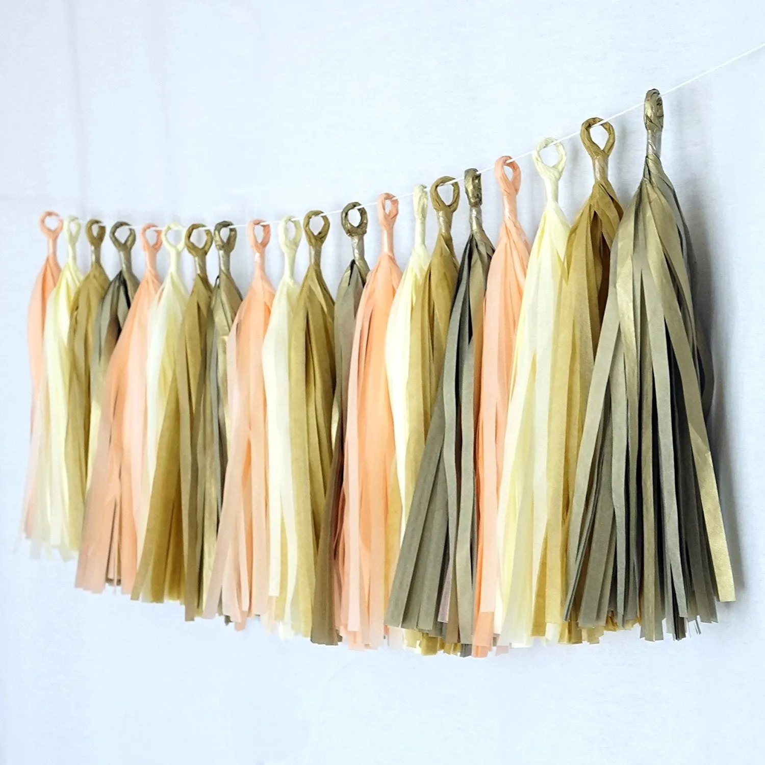 Peach Ivory Beige Gold Tassel Garland Banner Party Decoration Wedding