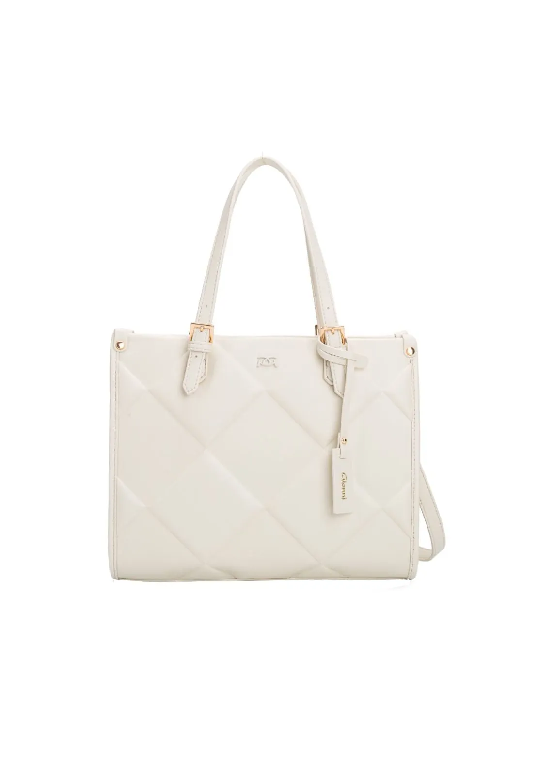 Pearl Debossed Flapover Bag - Beige
