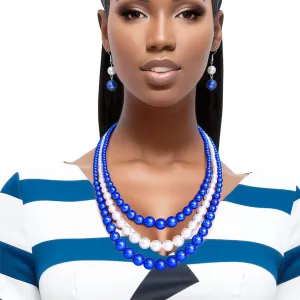 Pearl Necklace Blue White