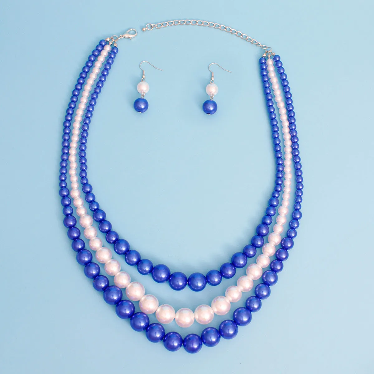 Pearl Necklace Blue White
