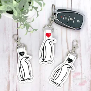 Penguin minimalist snap tab (single and multi files included) machine embroidery design DIGITAL DOWNLOAD