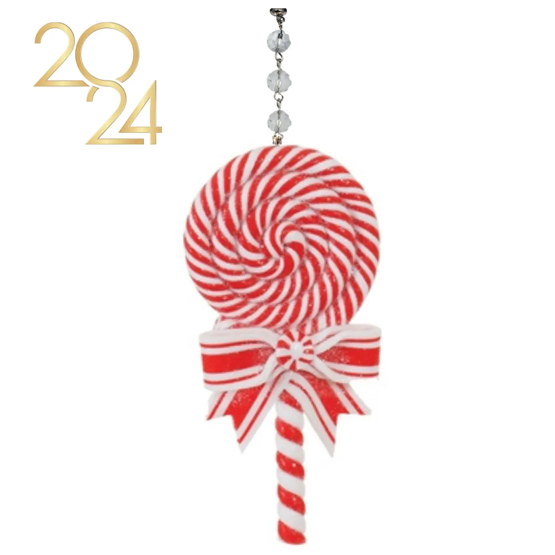 PEPPERMINT LOLLY POP (Set/3) MAGNETIC CHANDELIER ORNAMENT