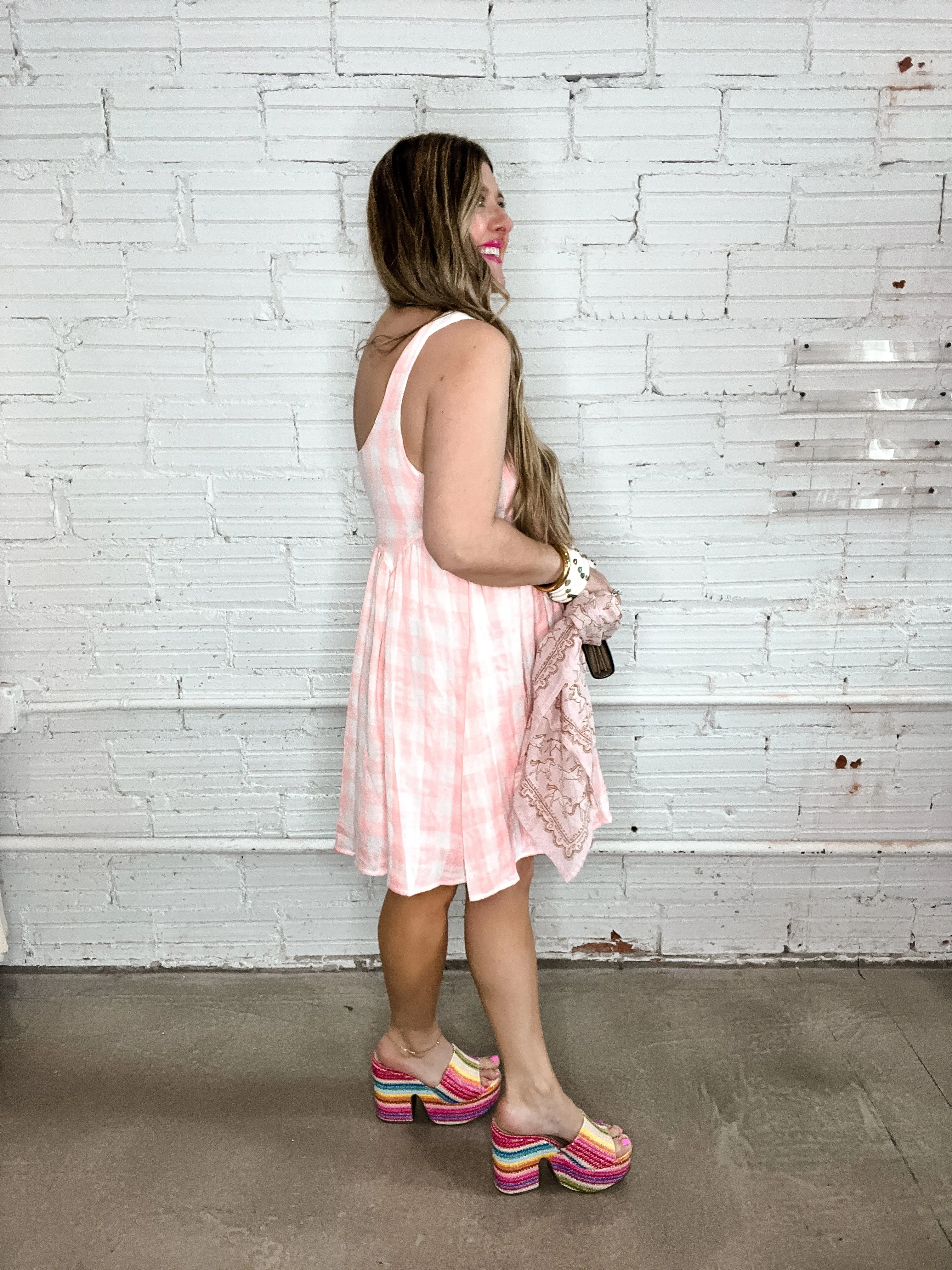 Perfect Pink Gingham Baby Doll Dress